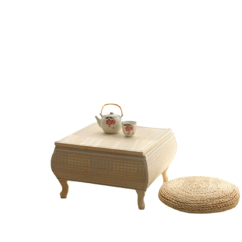 LMM Bamboo Woven Creative European-Style Simple Tatami Tea Table Small Kang Table Bay Window Short Table and Chair