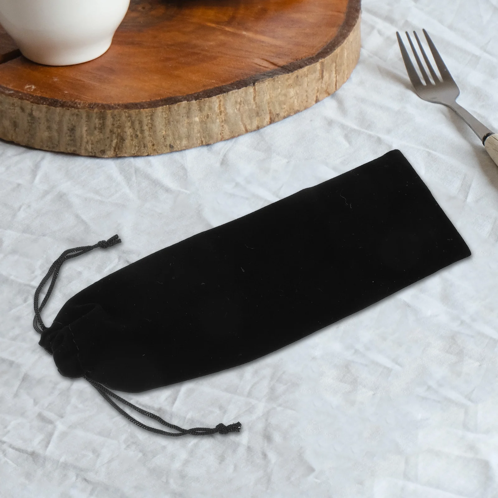 

12pcs Cutlery Pouch Reusable Portable Tableware Bag Drawstring Storage For Outdoor Utensil Holder Flannel Lunch Accessory Sushi