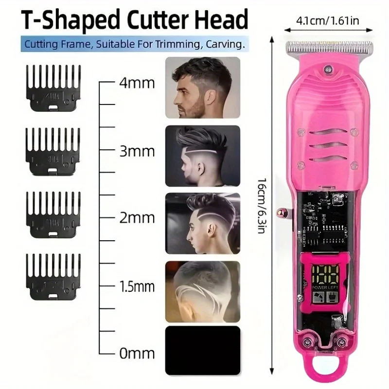 ماكينة قص الشعر الكهربائية الشفافة للجسم ماكينة قص الشعر القابلة لإعادة الشحن عبر USB للرجال هدية العيد له #2