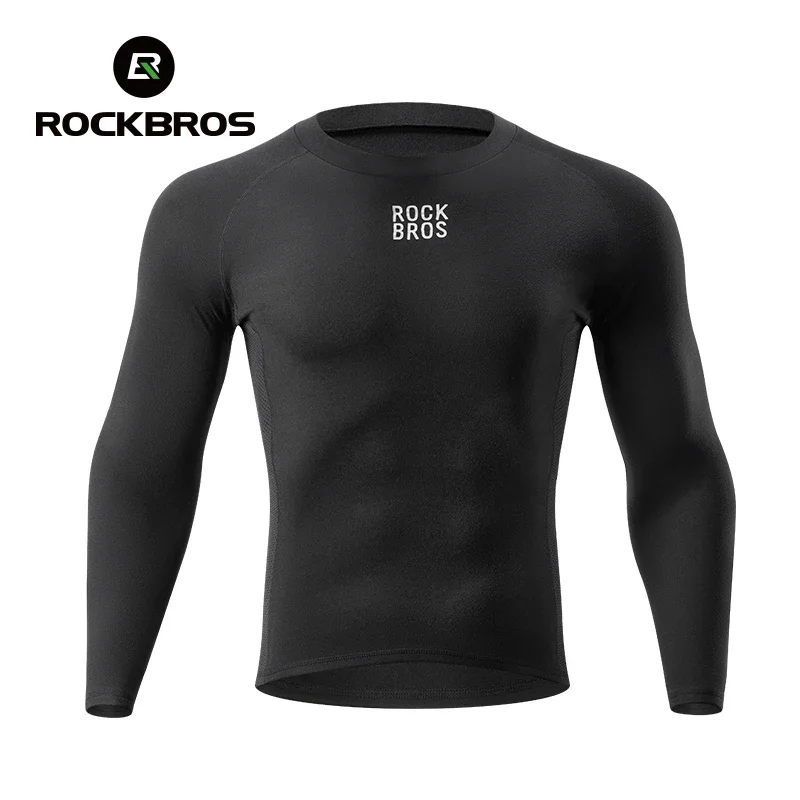 ROCKBROS-ropa interior de ciclismo para hombre, Jersey cálido de lana a prueba de viento para deportes al aire libre, capa Base de ciclismo, ropa de bicicleta para hombre