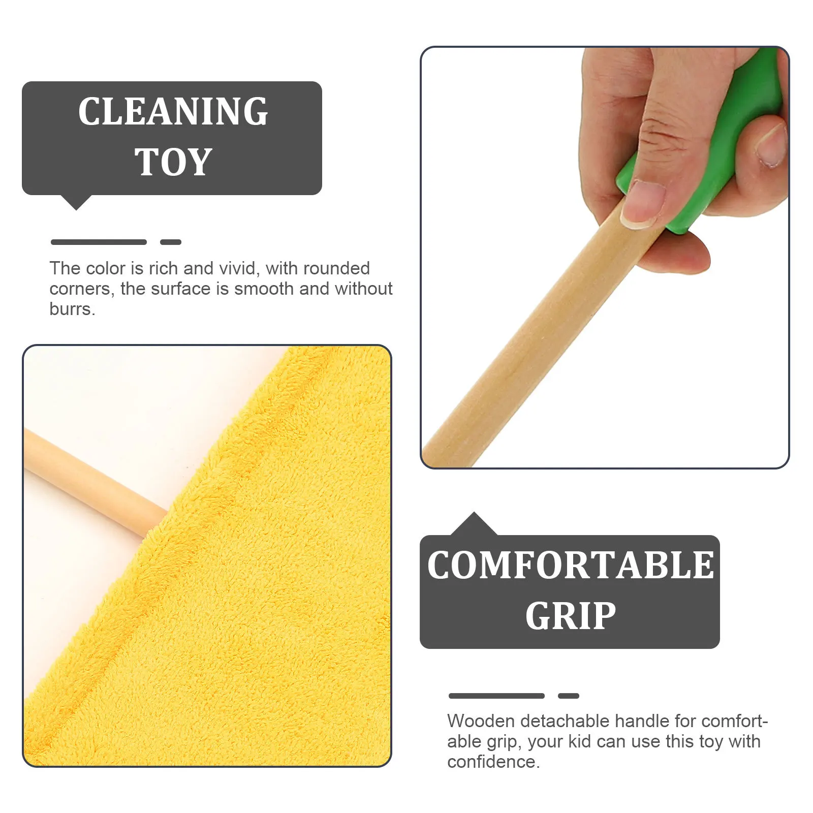 

1 Set Detachable Wooden Mop Kids Simulation Cleaning Tools Toddler Playset Pretend Play Supplies Baby Hand Mop Sweeping Set
