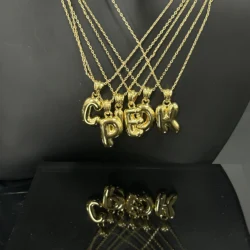 Initial Letter Necklace For Male 18k Gold Plated Angel Gift For Girlfriend Fashion Jewelry Woman Choker Heart Pendant Accessory