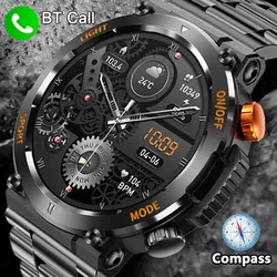 Smart Watch Men With LED Lighting Compass Sports Fitness Tracker Watch IP67 Waterproof Bluetooth Talk SmartWatch 2024