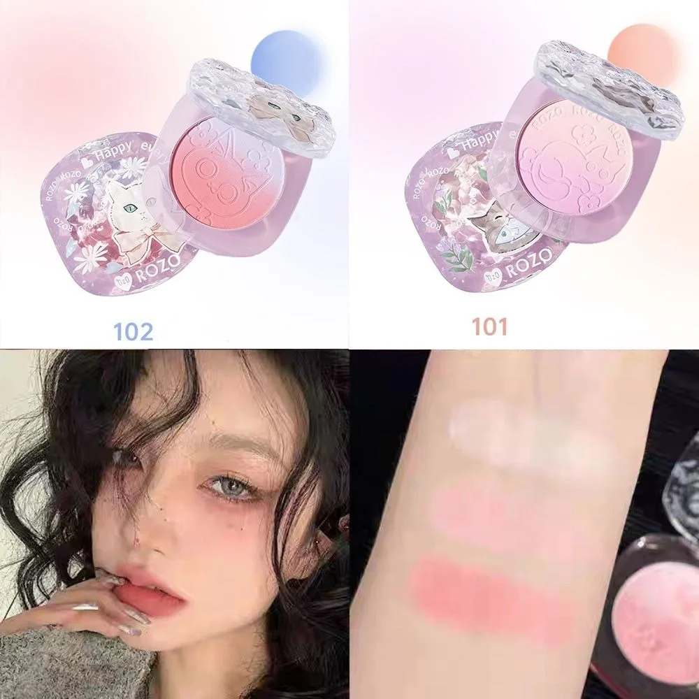 الخوخ الوردي التدرج اللون أحمر الخدود مقاوم للماء ماتي إنهاء الوجه لوحة أحمر الخدود غرامة فلاش الطبيعية عارية كريم أحمر الخدود ماكياج أداة #3