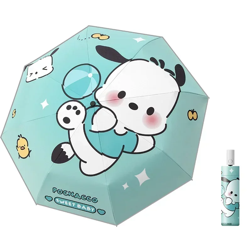 Sanrio Melody Yu-paraguas canela para niños, serie de paraguas inverso con mango largo, seguridad automática, antirebond, protección solar duradera y bonita