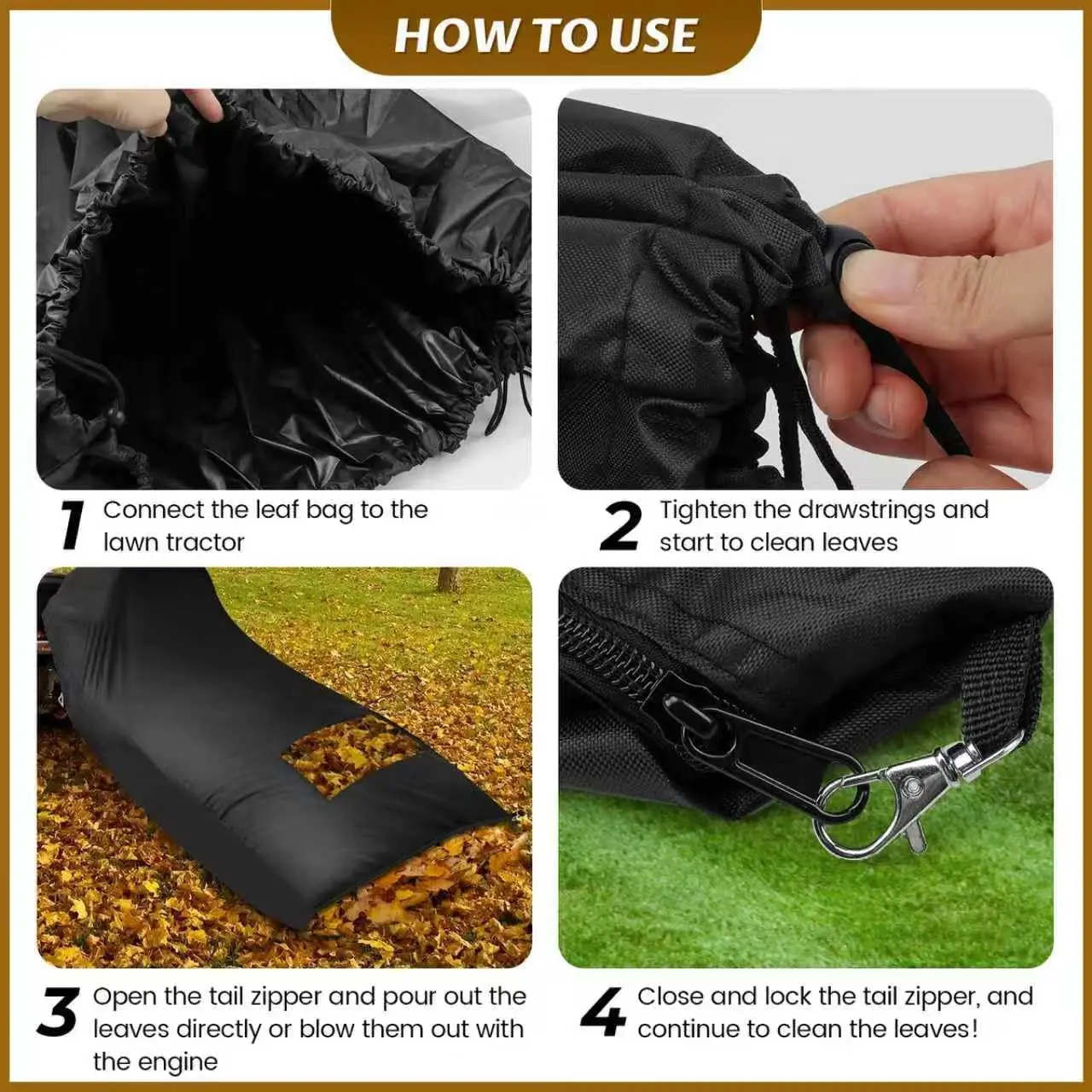 High Quality Heavy Duty Oxford Cloth Reusable Lawn Tractor Leaf Bag 54 Cubic Feet Capacity Material Collection Systems Leaf Bag