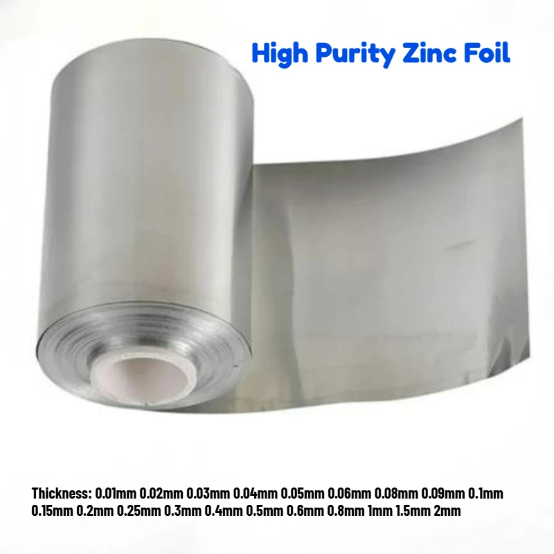 1Pcs 100x100mm High Purity Zinc Foil Zinc Plate Zn 99.999% for Scientific Research and Experiment Thickness=0.01mm - 2mm