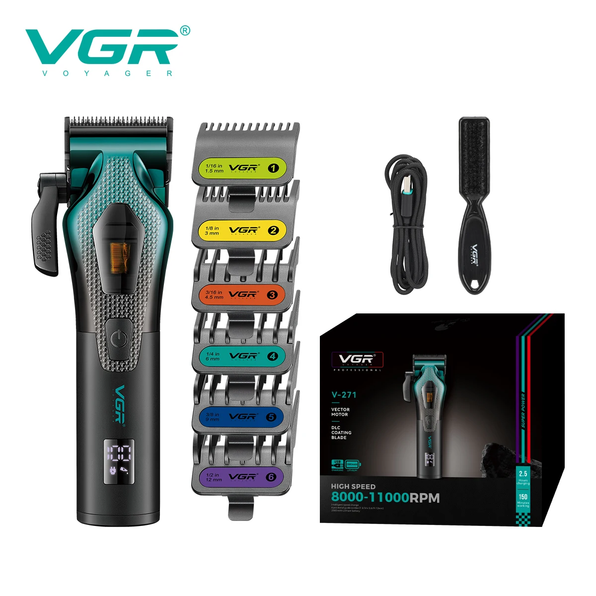 VGR Clipper And Trimmer Set Vgr 271 Trimmer Barber 9000 R 390 Professional Barber Clipper Set 41