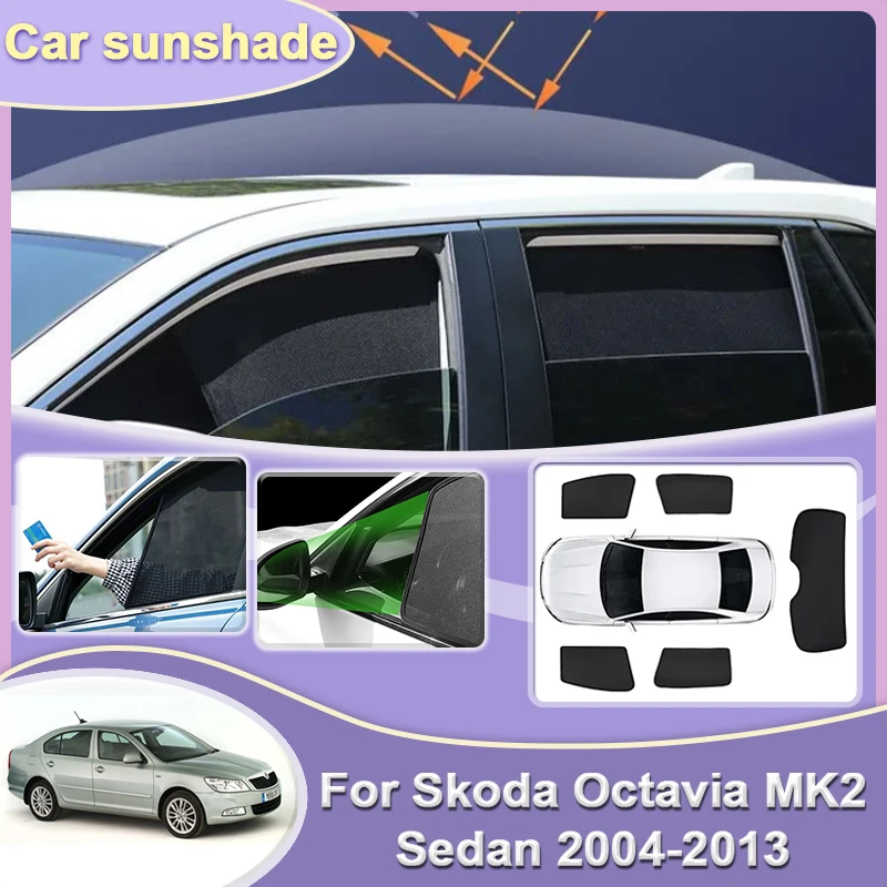 

For Skoda Octavia MK2 Sedan 2004~2013 Car Magnetic Coverage Sunshade Pads Sunscreen Window Visor Sun Shade Stickers Accessories