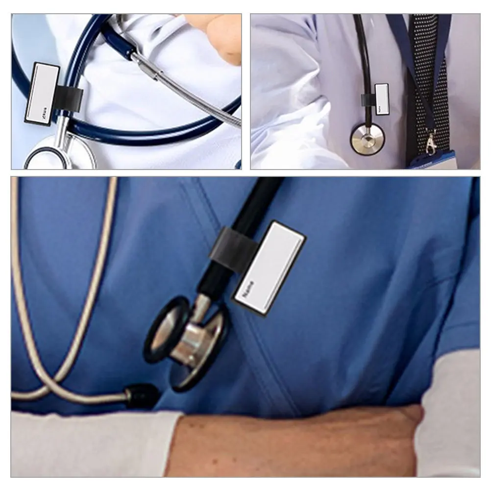 

5Pcs Stethoscope Name Holders Two Sided Writeable Tags Reliable Plastic Id Clips for Medical Staff Compact Size Lightweight