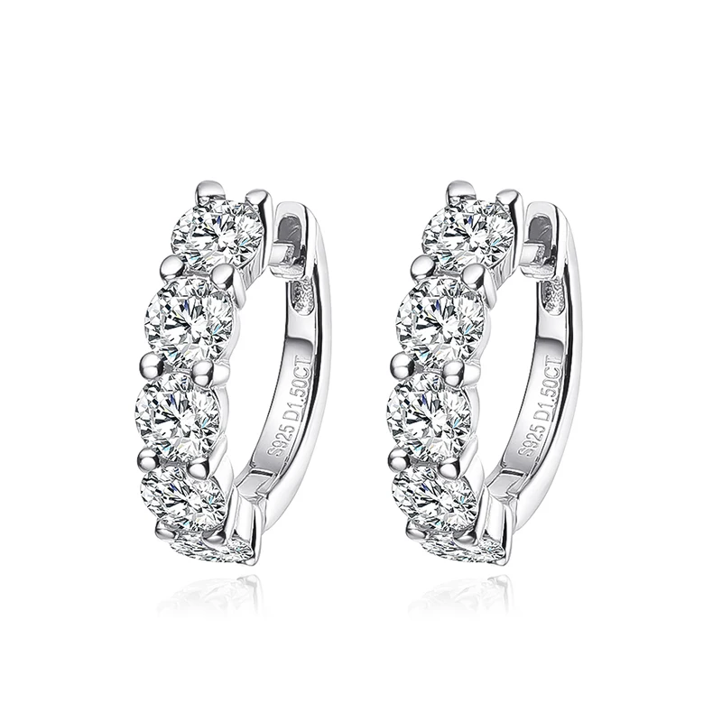 Smyoue 18k 3cttw Moissanite Hoop Earring for Women 4mm Stones D Color Sparkling Created Diamond Earring 100% 925 Sterling Silver