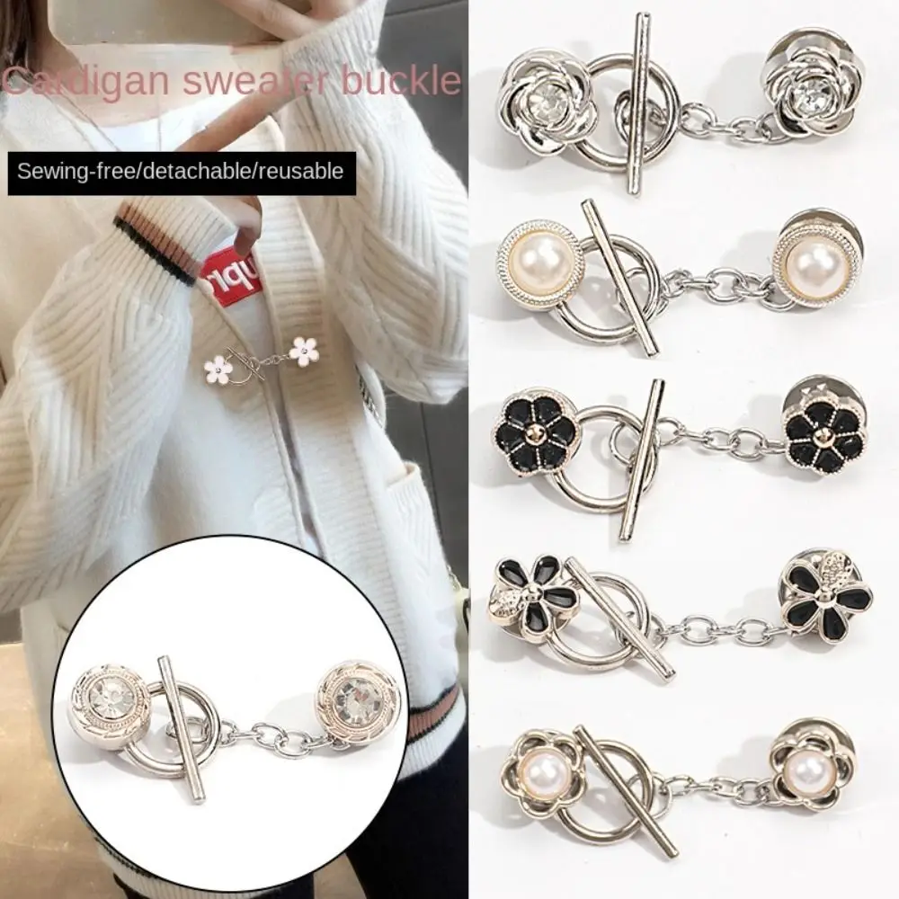 Women's Flower Shape Anti-light Brooch Fixed Clothes Close Neckline Decorative Butterfly Jean Fit Tighten Buckles