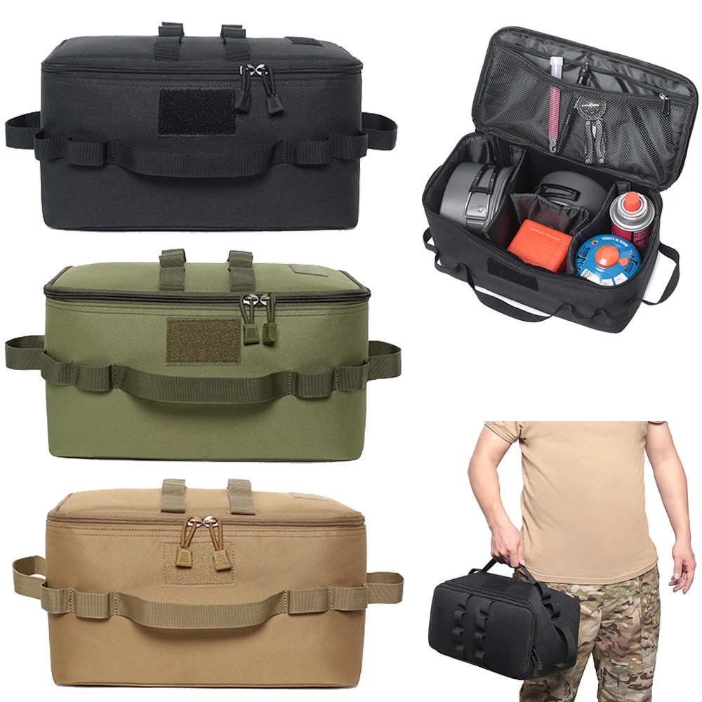 Outdoor Hunting Camping Accessories Organizer Storage Bag Picnic Basket Travel Handbag Large Lamp Tableware EDC Tools Pouch