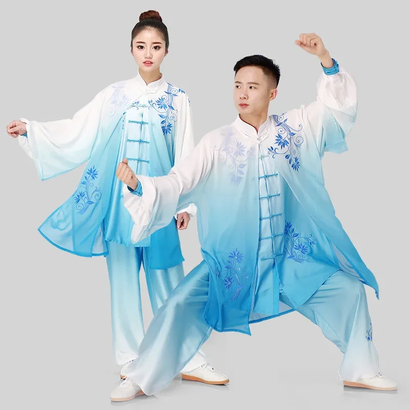 Kun Master Wushu ubrania Tai Chi sztuka walki mundur Kung Fu sukienka Unisex kobiet i mężczyzn z haftem gradientowym 2023 nowość