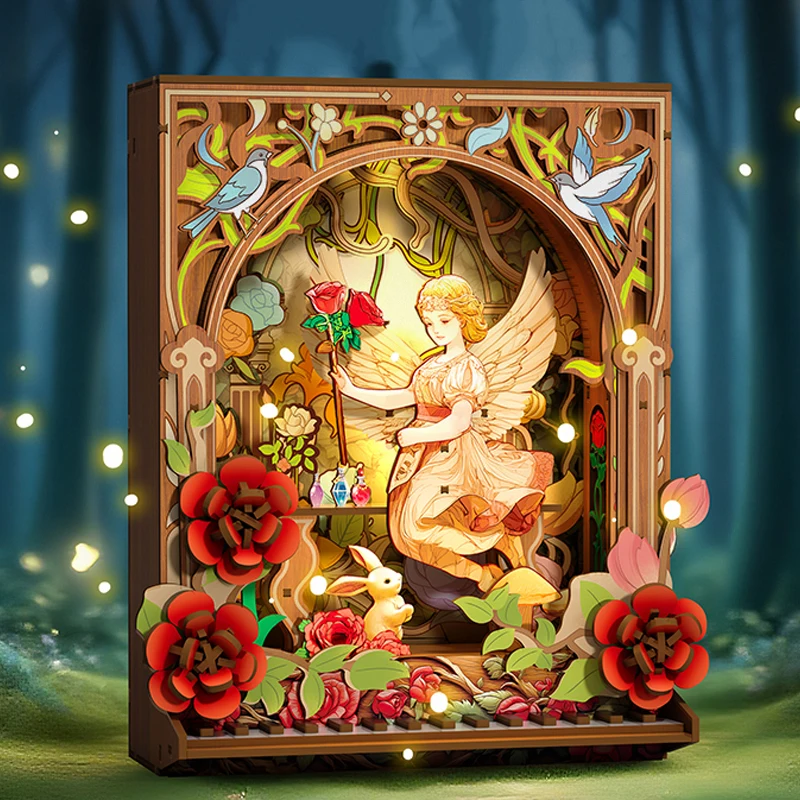 DIY Flower Fairy Piano Casa Houten Miniatuur Model Kit 3D Puzzel Poppenhuizen Met Meubels Poppenhuis voor Vrienden Verjaardagscadeaus