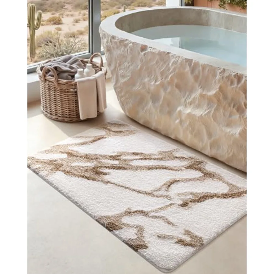 

Bathroom Rug Mat 24x36 Soft and Absorbent Marble Bath Mat Non Slip Machine Washable Bath Rugs for Shower Floor Tub Sink