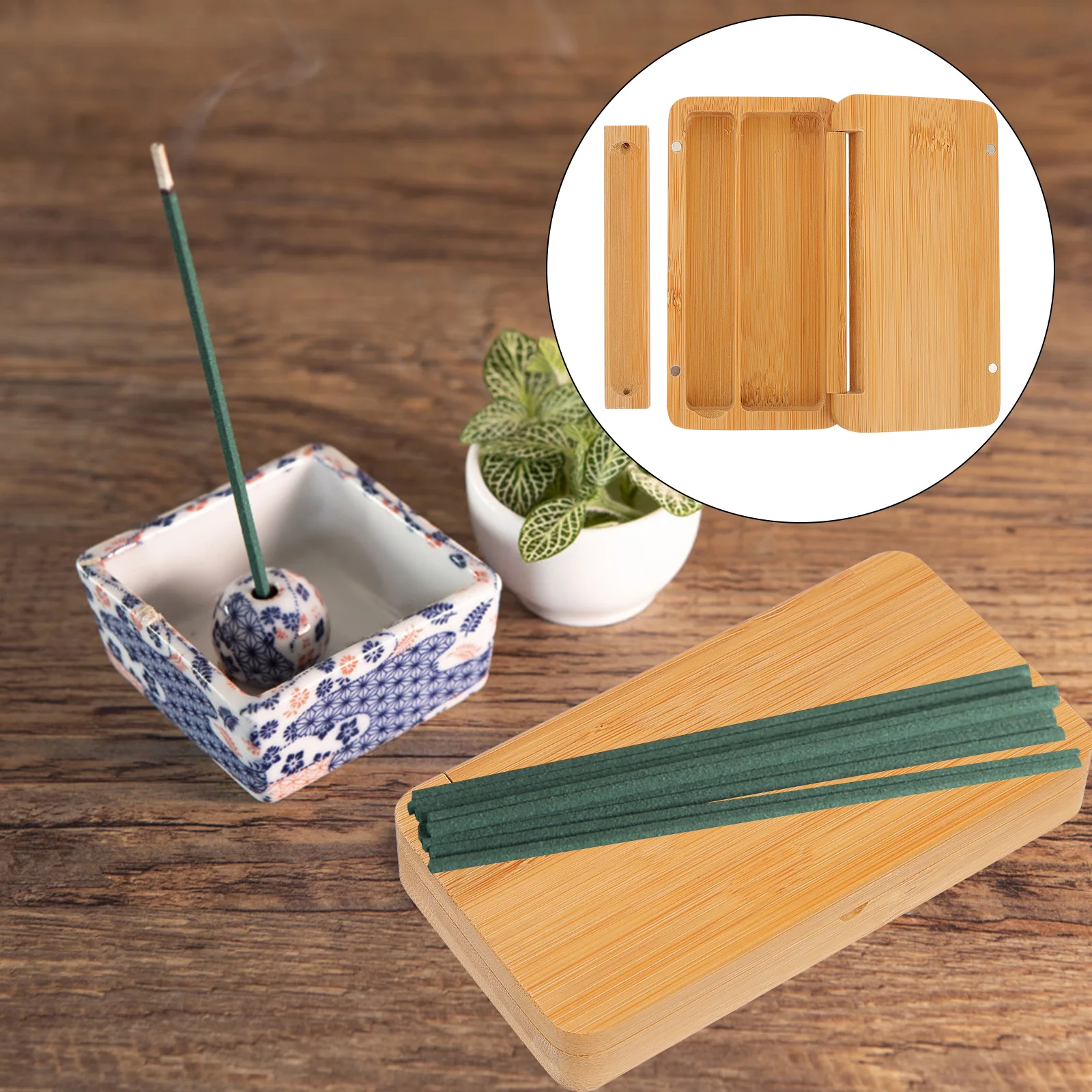 

2pcs Incense Stick Box Natural Sandalwood Texture Portable Storage Container For Aromatherapy Burner Holder Sandalwood