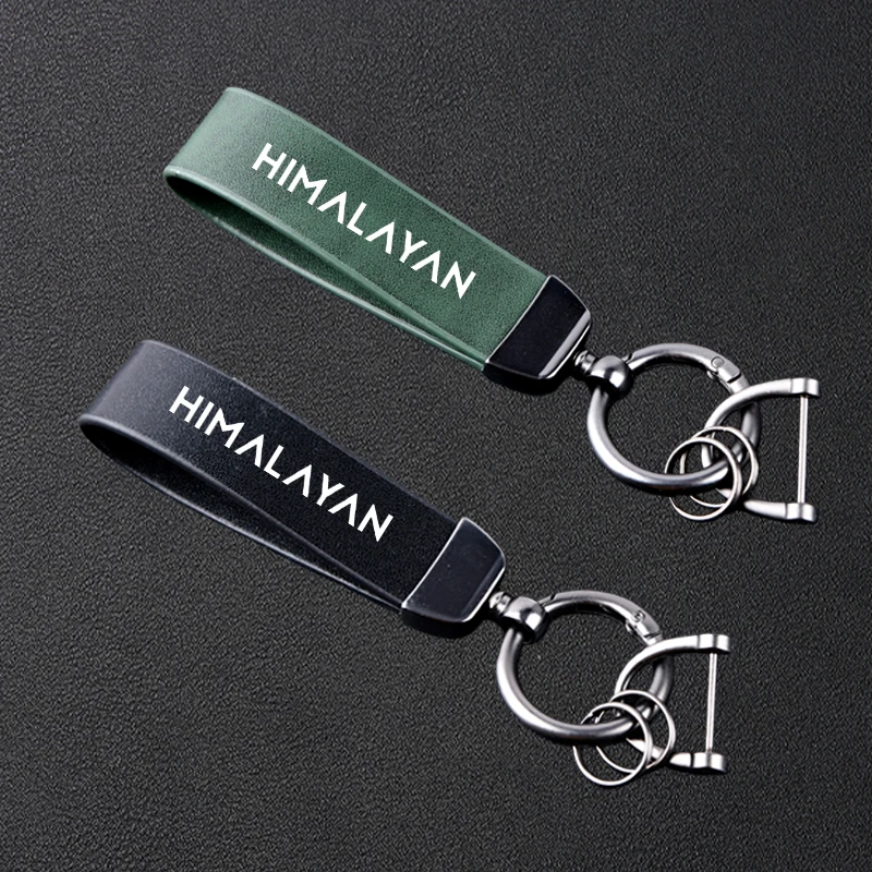 High-Grade Motorcycle Leather Keychain Metal Keyring For Royal Enfield Himalayan 450 400 411 Accessories