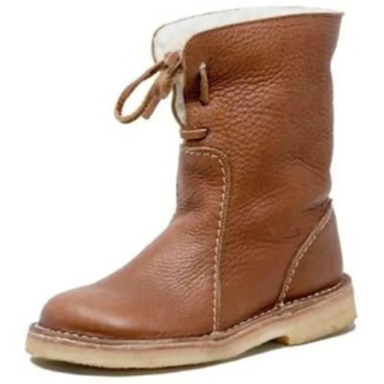 Botas de nieve de invierno para mujer, botines de poliuretano con forro de algodón, parte inferior plana a media pantorrilla, talla 43, Material exterior de plástico, botas hasta la rodilla