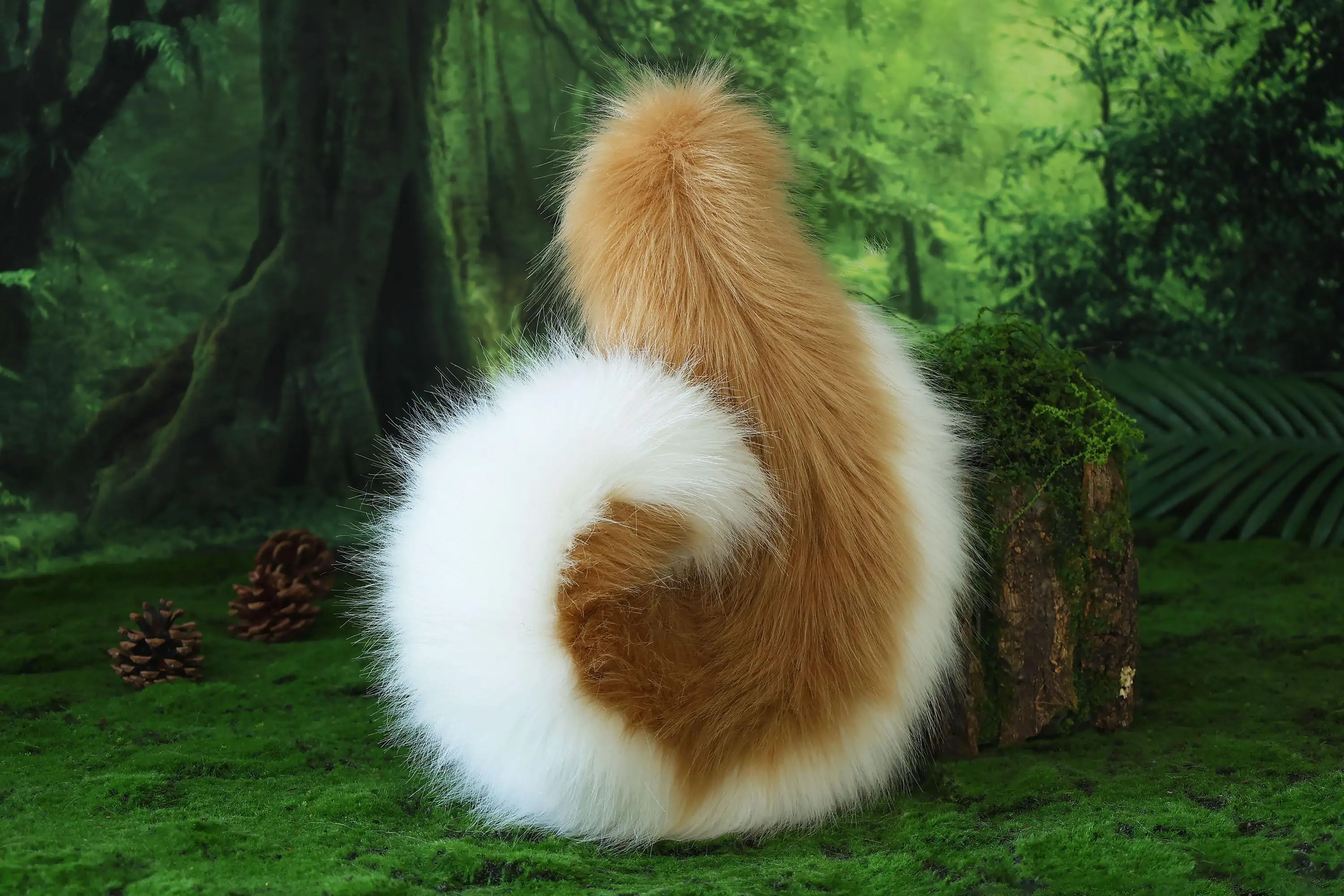 Gold and white sheepdog ears and tail set, dog cosplay costume, animal ear headband, faux fur tail, Halloween accessories 3