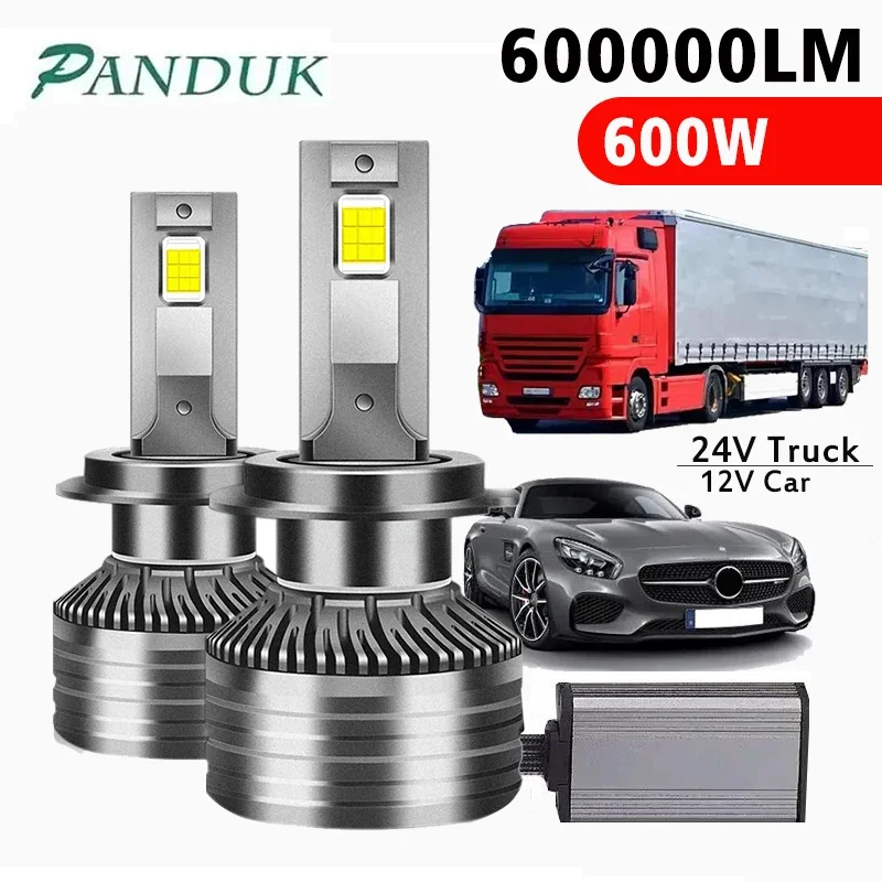 PANDUK H7 LED Canbus Headlight 600000LM CSP H4 H1 H11 9005 9006 HB4 9012 HIR2 600W 6000K Bulb Car LED Fog Light 12V 24V Truck