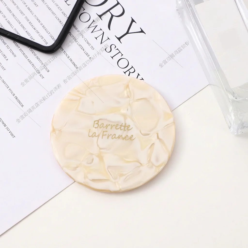 Handheld Makeup Mirror Trendy Round Acetate Makeup Mirror Travel Makeup Mirror Simple-Styled For Shopping Pocket Travel