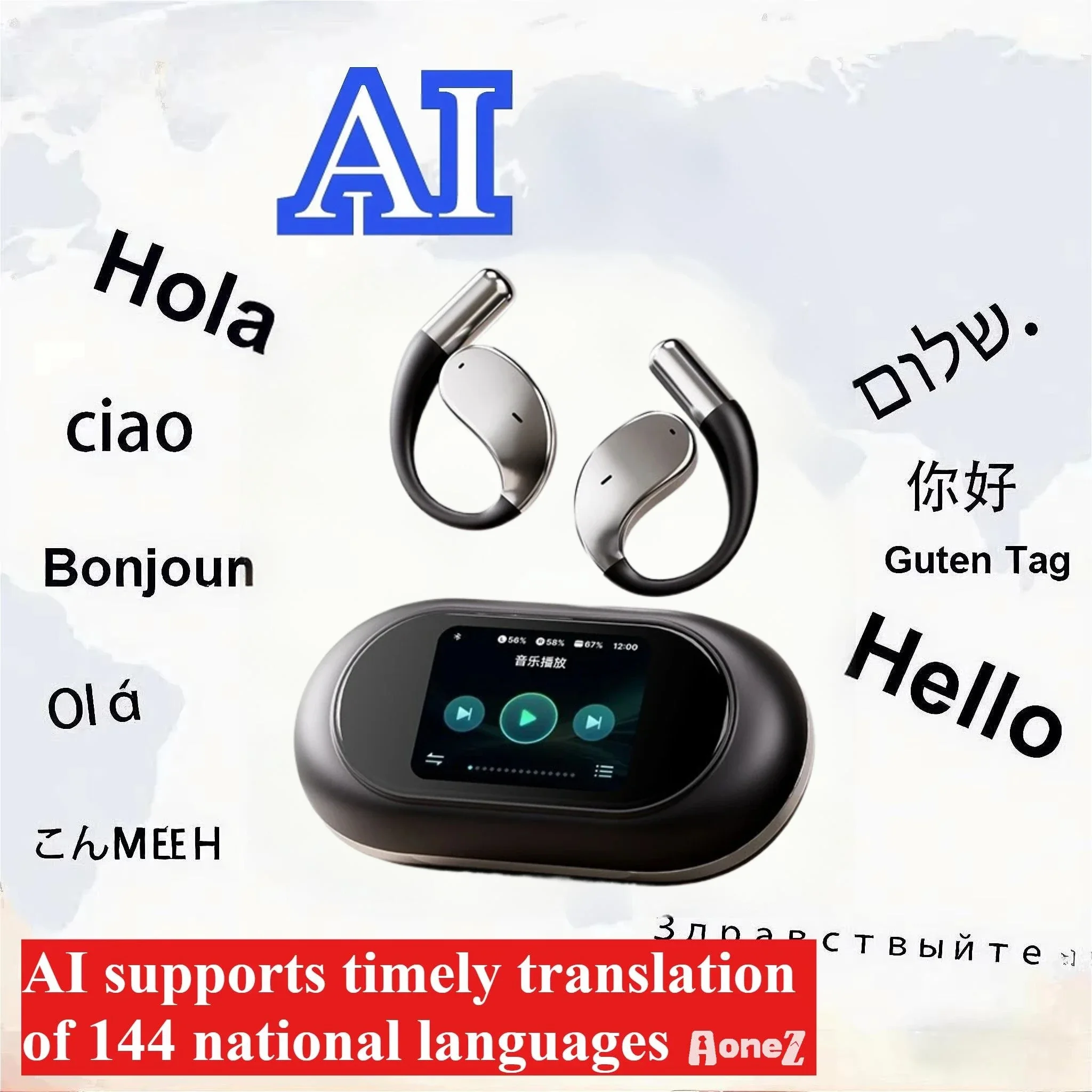 2026 Nieuwe AI-vertalingsoortelefoon 144 talen Realtime gesprek Vertaler Draadloze Bluetooth voor reizen in het buitenland