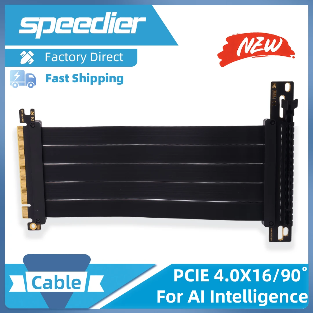 

Черный адаптер-удлинитель PCIe 4.0 x16 с вертикальным изгибом на 90 градусов для видеокарты, кронштейн-держатель для 2-3 слотов, 20 см