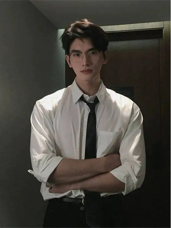 

Cleanfit White Long Sleeve Shirt Men's Spring Autumn High Sensation Cool Style DK Suit Inner British Elegant Men's Fashion