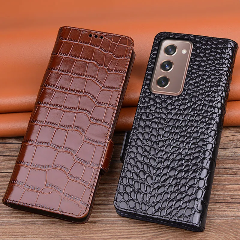 

Luxury Genuine Leather Wallet Business Phone Case For Samsung Galaxy Z Fold 2 Fold2 Cover Credit Card Money Slot Cover Holster