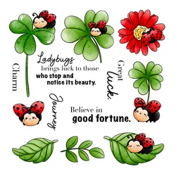 Mangocraft Lucky Clover And Ladybugs Cutting Dies Clear Stamp Spring DIY Scrapbooking Metal Dies Silicone Stamp For Cards Albums