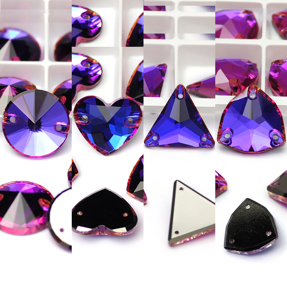 

Heliotrope-Flat Back Sewing Rhinestones, Glass Crystal Sew on Rhinestones, Glitter Crystals Bead for Clothes, Shoes, Bags