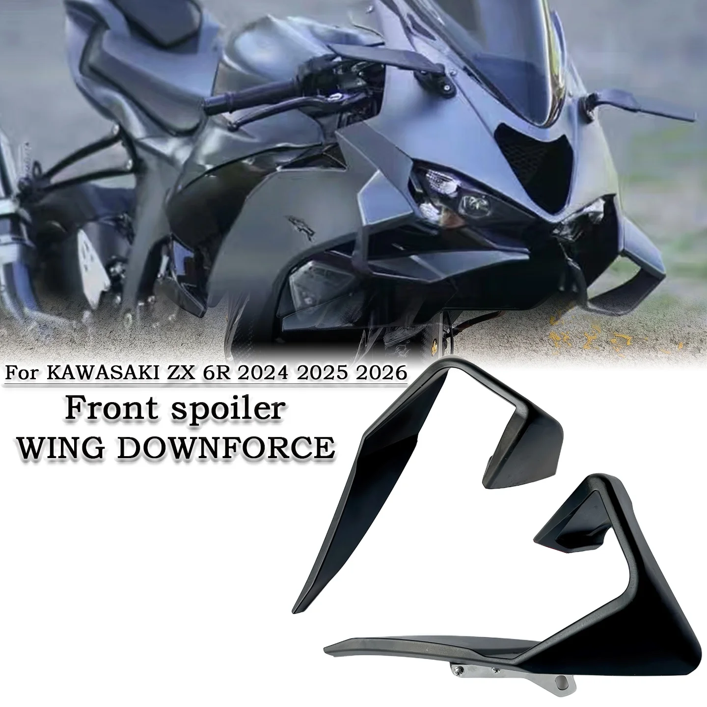 

New For Kawasaki ZX - 6R ZX6R Motorcycle Carbon Fiber Front Lip Spoiler Wing Downforce Aerodynamic Fairing Accessories