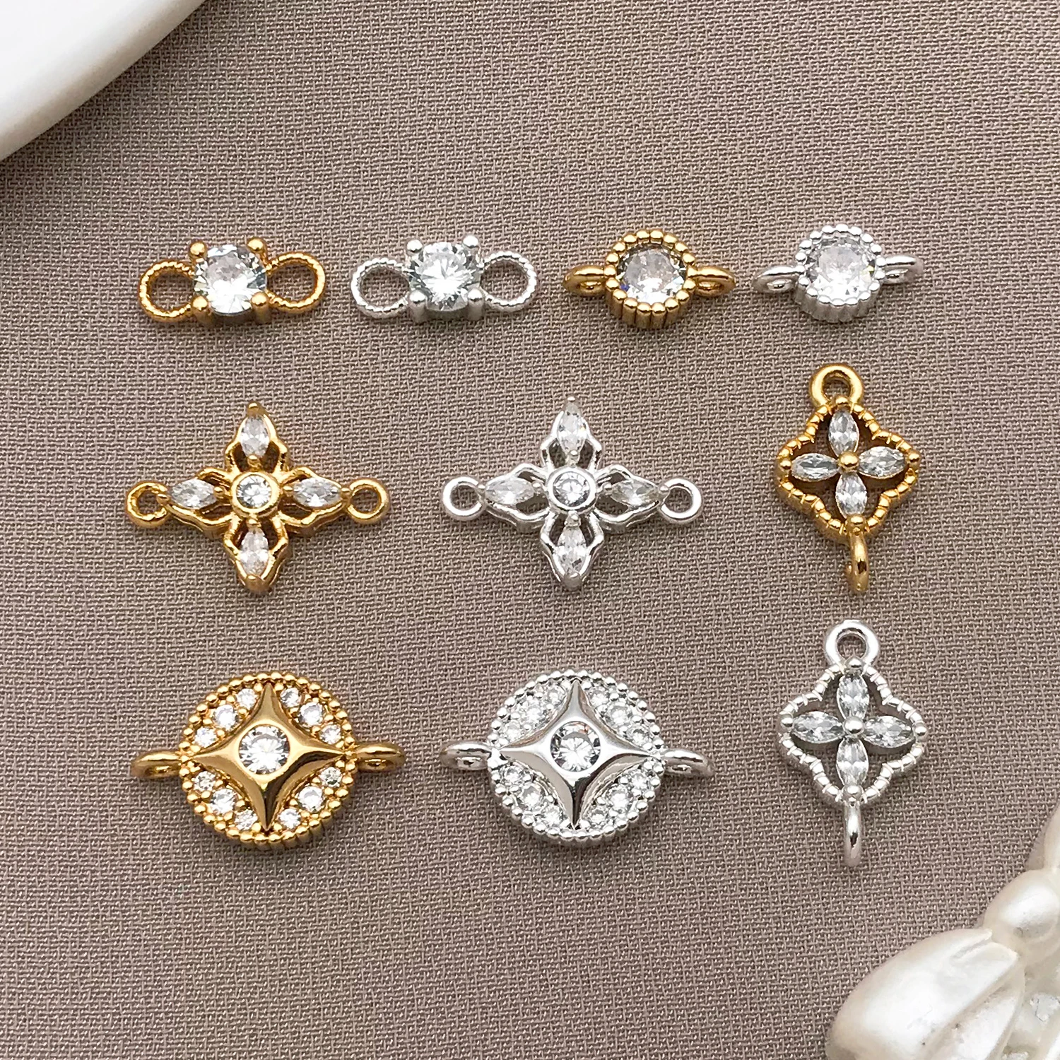 2Pcs 18K Gold Plated Brass Zircon Star Charms Pendants Jewelry Necklaces Earrings Bracelets Making Supplies DIY Findings Accesso