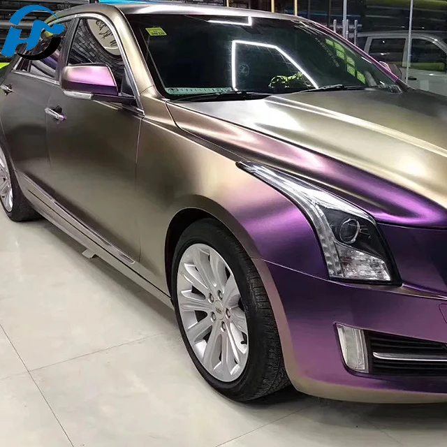 

PET TPU Cast Polymeric Factory Direct Matte Metallic Chameleon Gold Flip Purple Car Wrap Vinyl 1.52x18M/5x60FT Full Car Stickers