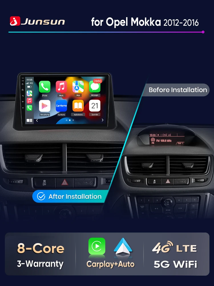 Junsun Draadloze CarPlay Android Auto Radio Voor Opel Mokka 2012-2016 360 Camera Auto Intelligente Systemen RDS BT DSP 2din autoradio - afbeelding 2
