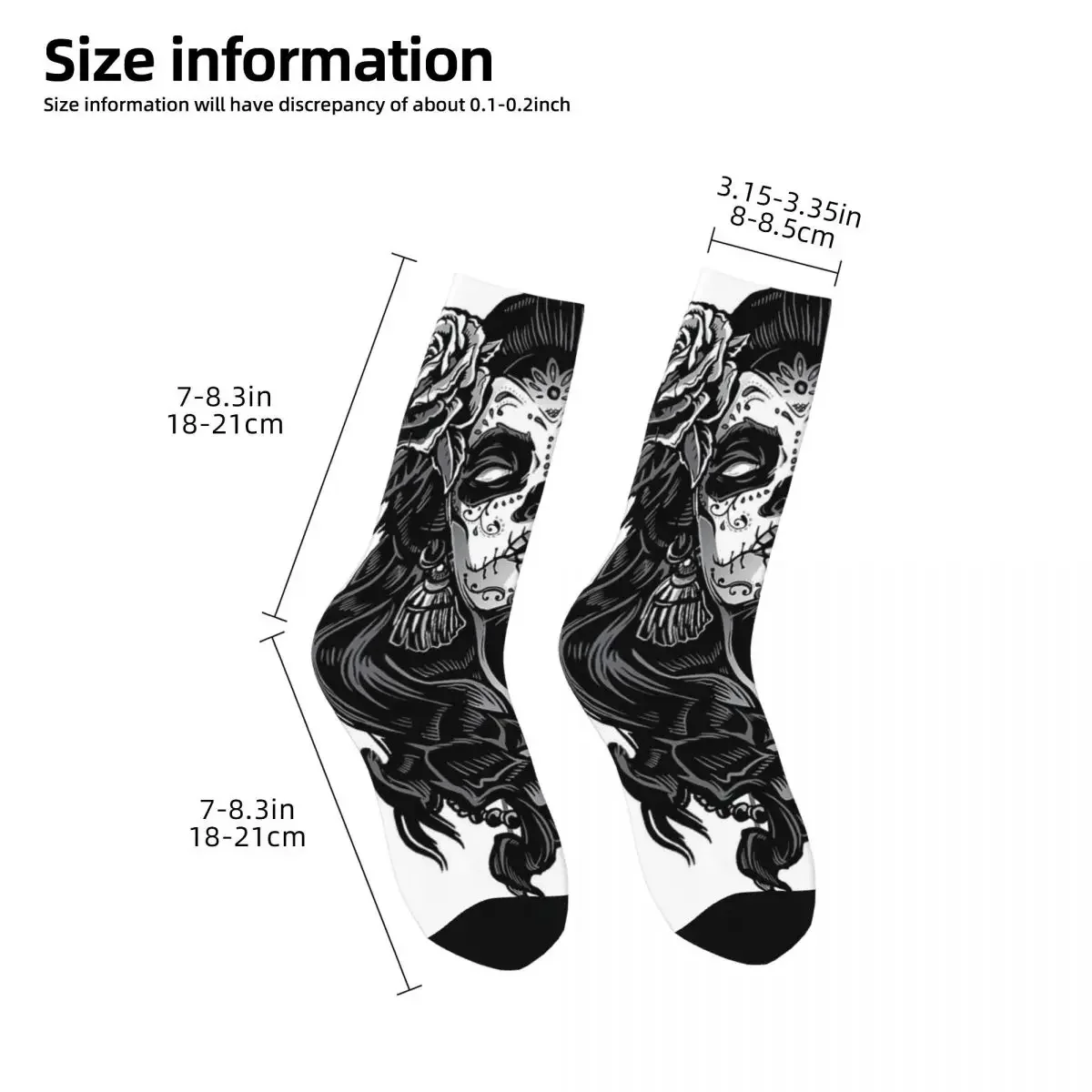 Sugar Skull Cartoon Beautiful Girl Socks Harajuku Sweat Absorbing Stockings All Season Long Socks for Man Woman Christmas Gifts