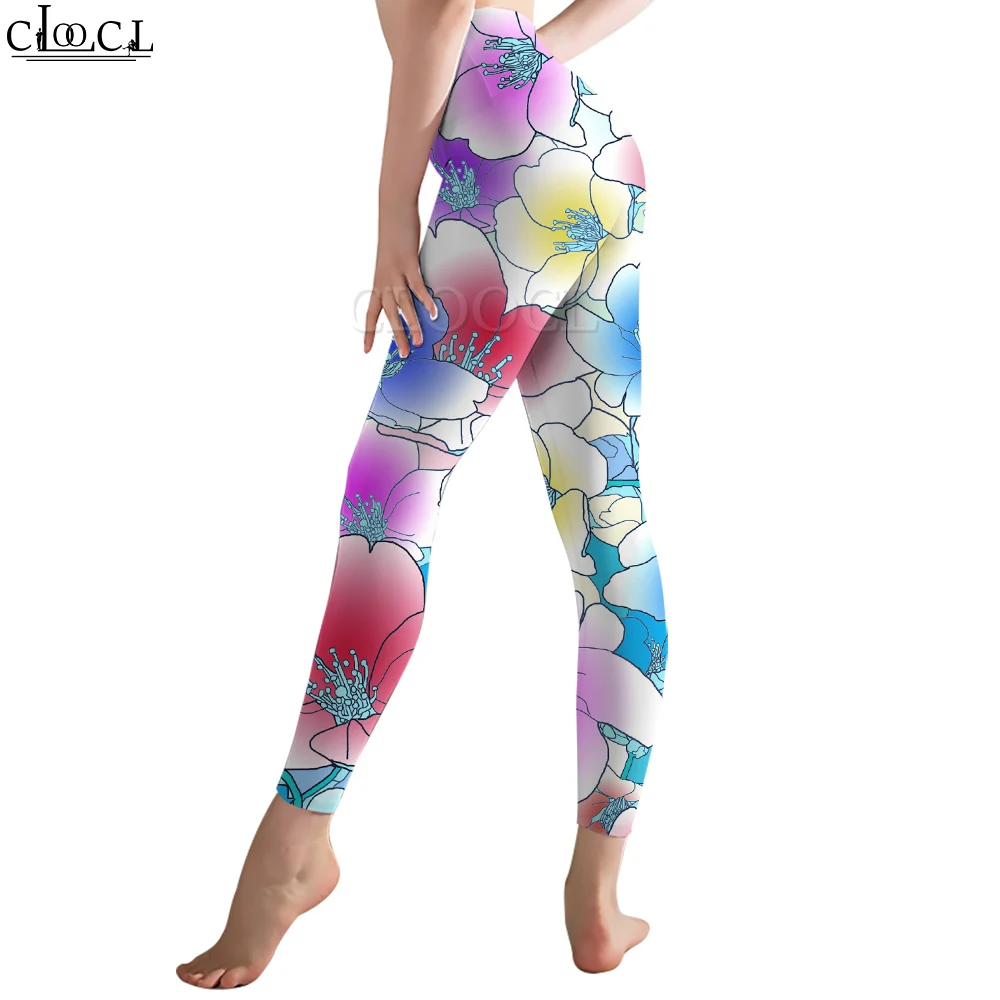 CLOOCL New Women Legging Watercolor Flowers Pattern 3D Printed Trousers High Waist Stretch Fitness Leggings Exercise Shaping