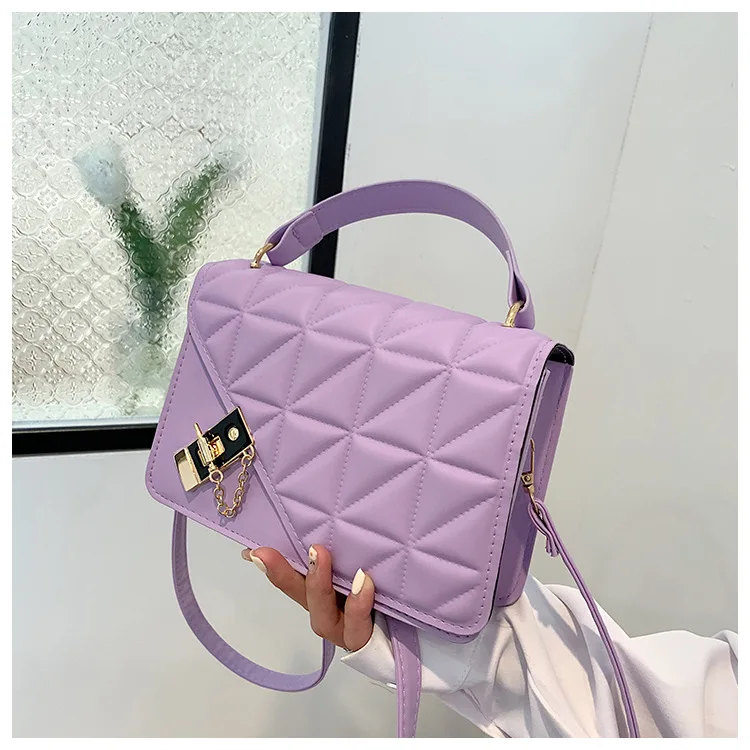 Bolso de hombro de estilo Retro para mujer, bandolera pequeña cuadrada de color sólido, a la moda, BM174