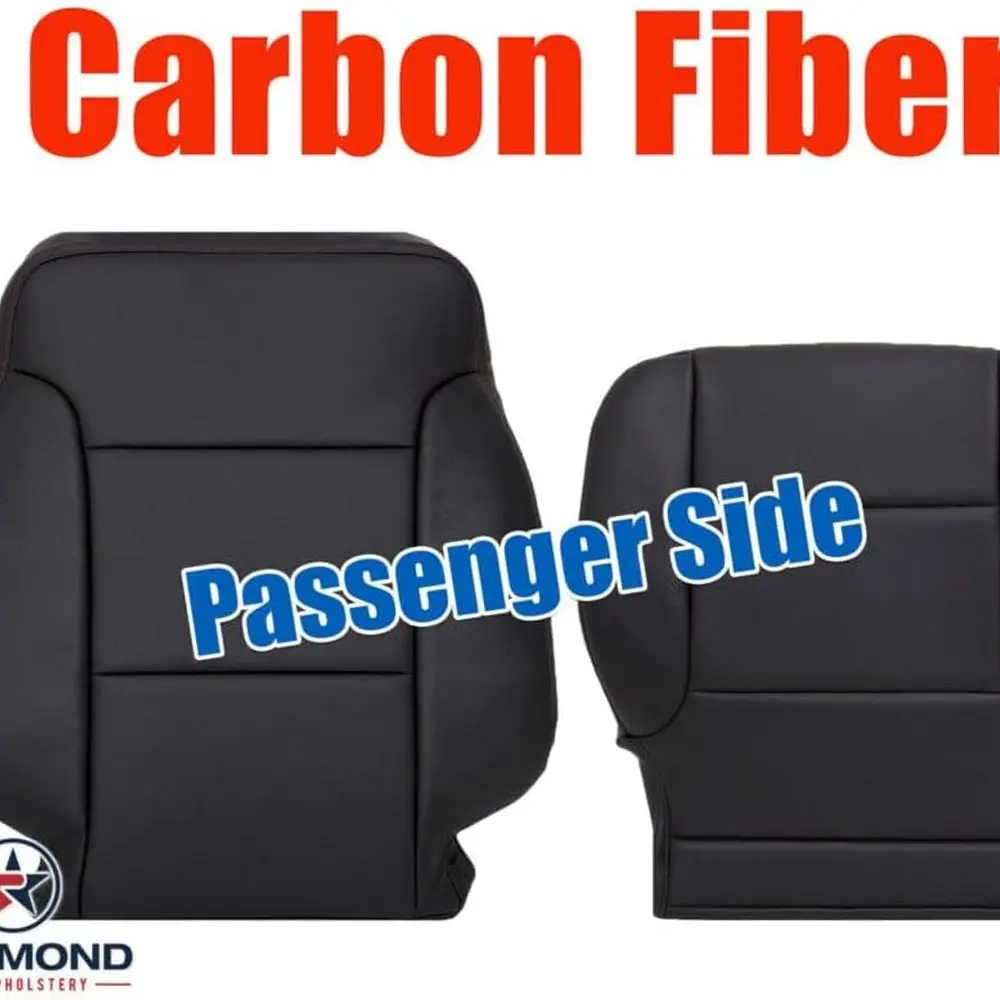 أغطية مقاعد من الجلد الطبيعي مع جوانب من ألياف الكربون لسيارة جي إم سي سييرا 2014-2019 لجميع التضاريس، الجزء السفلي من جانب الركاب والظهر العجاف #2