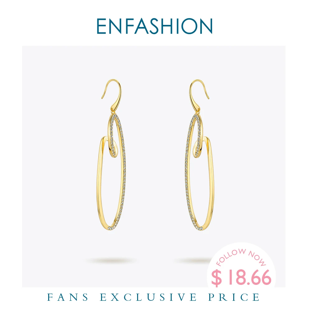 ENFASHION Rhinestone Geometric Drop Earrings For Women Water Droplets Shape Crystal Earings Fashion Jewelry Oorbellen EF191046