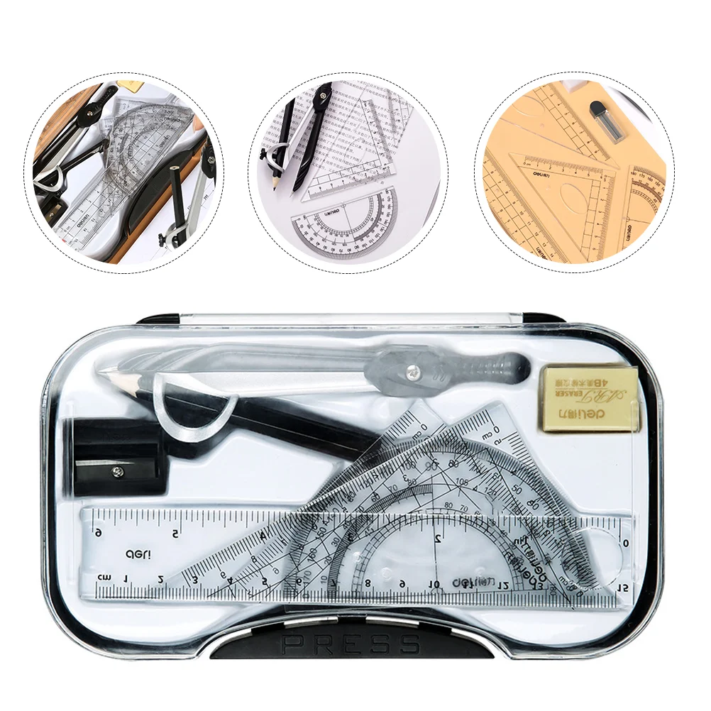 8 Pcs Set Compass Student Compasses Alloy Helix Circle Maker Drawing Ruler Tool