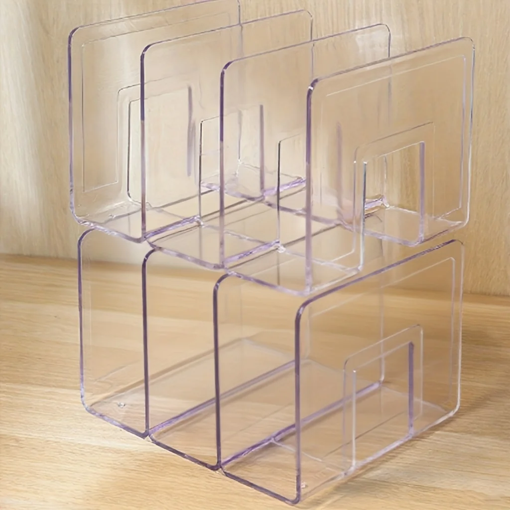 

Set of 4 Clear Acrylic Purse Organizer - 3-Section Divider for Handbag Closet Storage - Durable Rack for Purses, Clutches More
