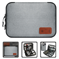 Data Cable Storage Bag Grey Color Electronic Organizer Packing Solid Material Digital Pouch Polyester Travel Small Accessories