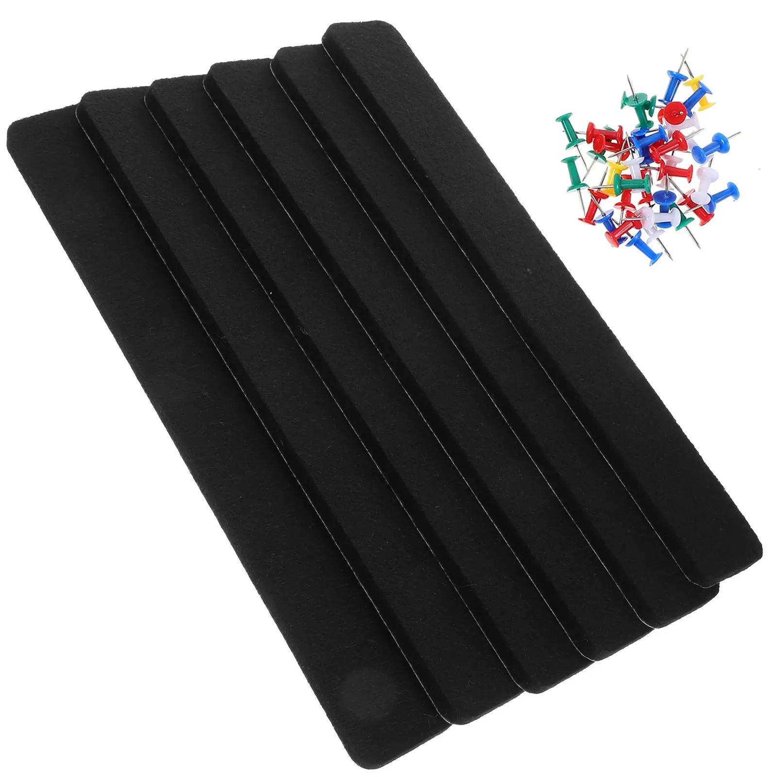 

6 Pcs Felt Bulletin Board Strips Walls Pin Boards Small Office Black Classroom Decor Background Wall Sticker Notice