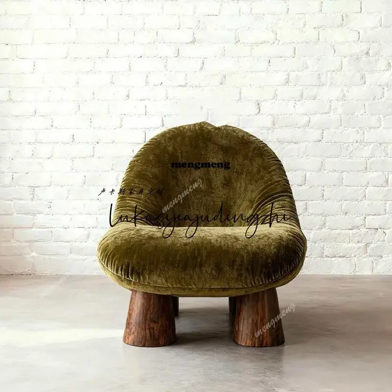 Y136 Mittelalterliches Massivholz-Sofa, minimalistischer Relaxsessel, bequemer Wohnzimmer-Balkon-Sofa-Stuhl, Designer-Freizeit-Empfangsstuhl