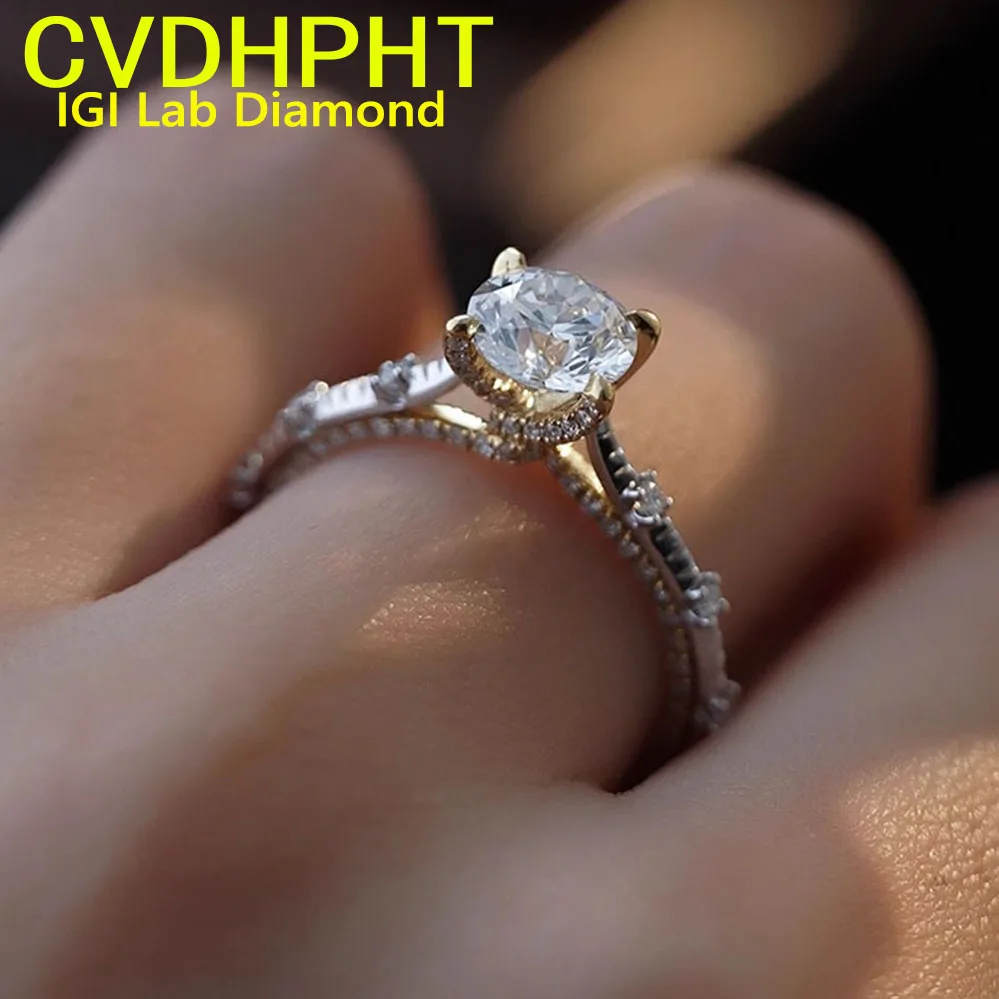 

3, 4, 5 карат, настоящее белое золото 18 карат, выращенное в лаборатории кольцо с бриллиантом IGI круглой формы D VS1, свадебное обручальное кольцо