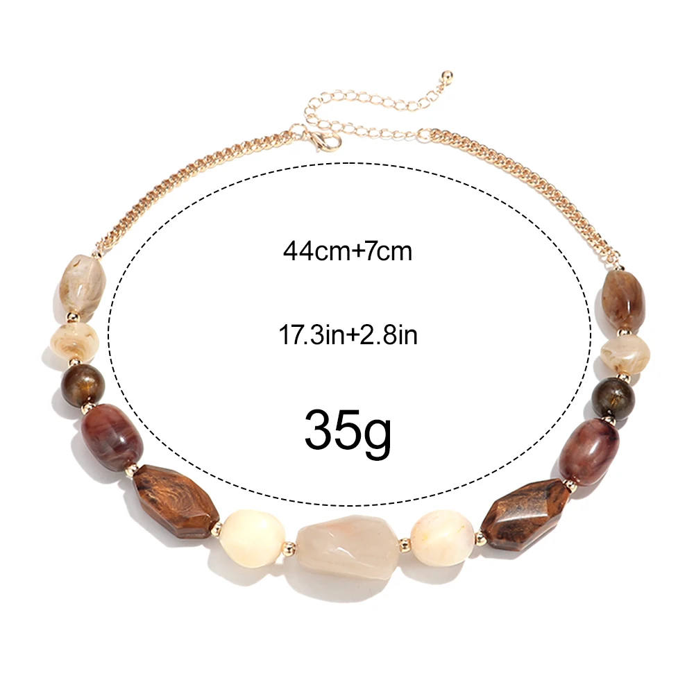 Vintage Acryl unregelmäßige Perlenkette Halsketten für Frauen personalisierte Mode geometrische Schlüsselbein Halsband stapelbar Schmuck Geschenk – Detail 1