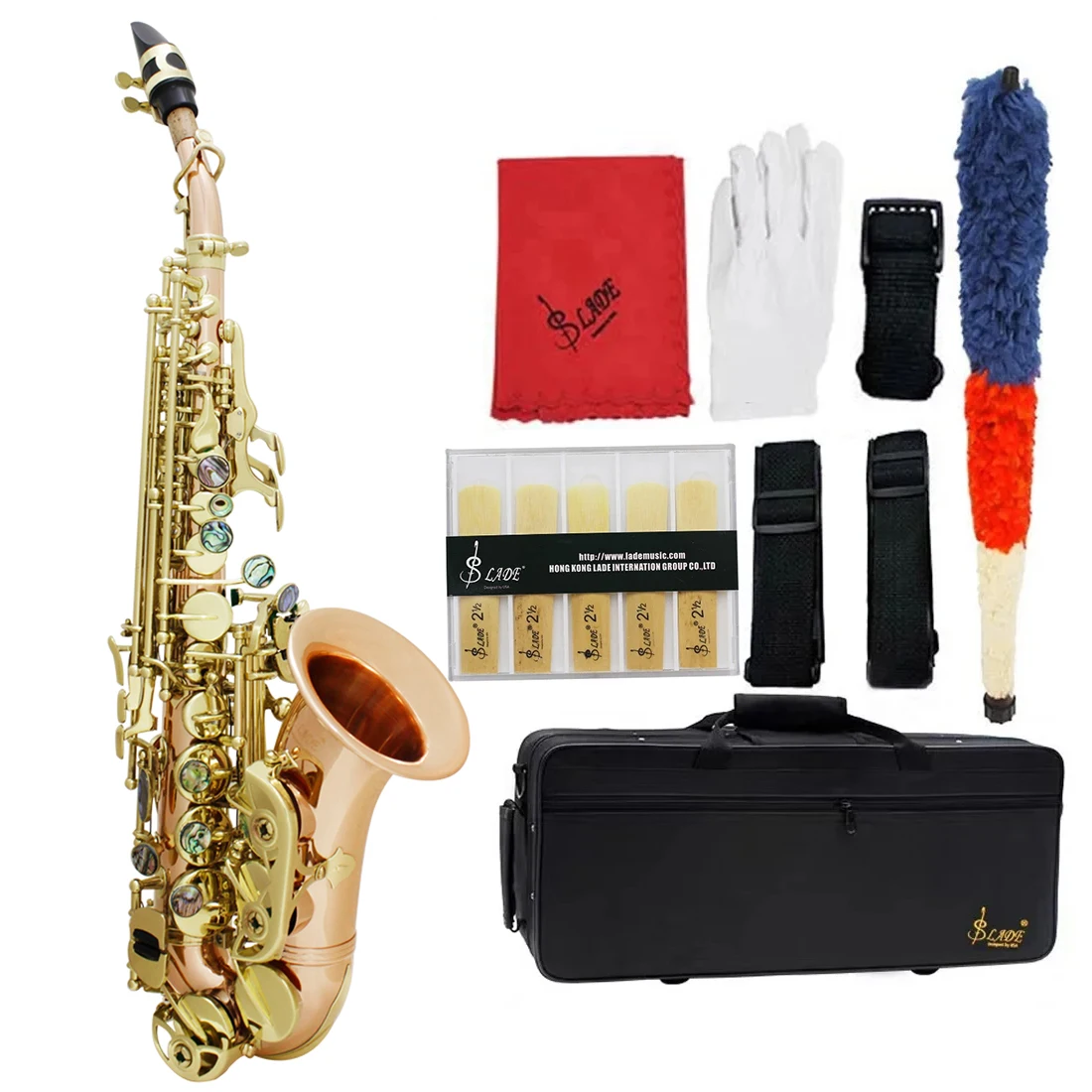 Soprano Saxophone Phosphor Bronze Copper Carve Pattern Sax Abalone Shell Buttons Mouthpiece Reeds Wind Instrument Accessories