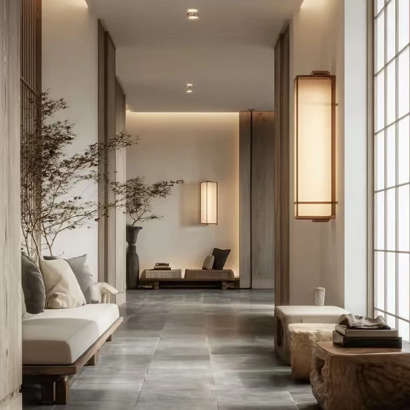 

Custom-Made Wooden Furniture & New Chinese Style Decor for Entrance Corridor House Graphic Design Solution Throughout